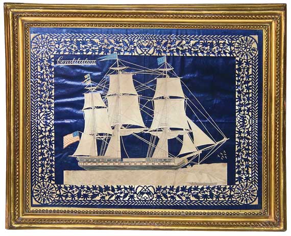 EXTREMELY RARE CUT OUT PAINTING OF THE U.S.S. CONSTITUTION