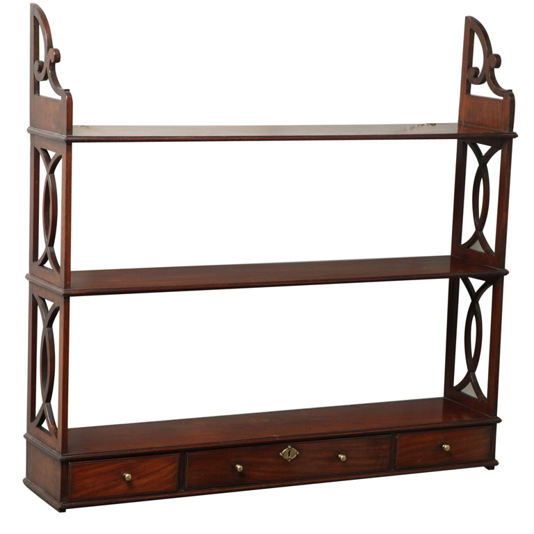Chippendale period mahogany hanging shelves