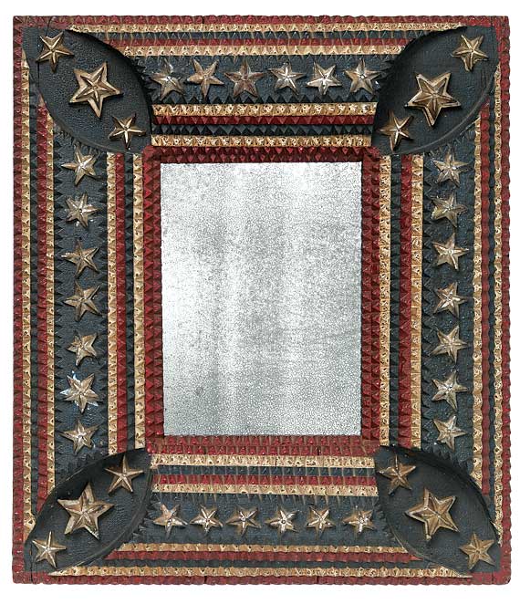 Carved and painted “American Flag” tramp art frame