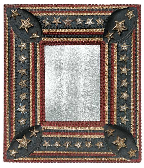 Carved and painted “American Flag” tramp art frame