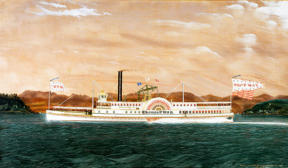 Painting of the sidewater steamship, Thomas P. Way