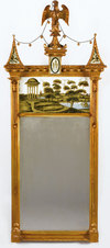 Federal Carved Giltwood and Eglomise Looking Glass