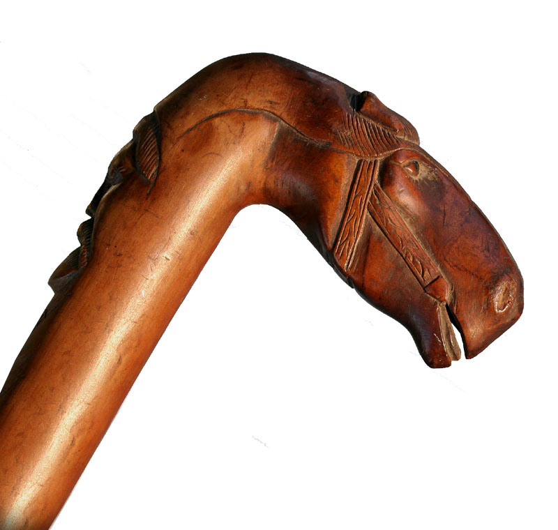 Walking Stick Of A Carved Horse Head