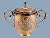 English Brass Silver Form Covered Caudle Cup