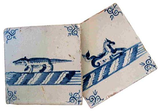 Two of a Set of Mid-17th Century Dutch Tiles