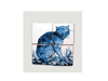 Cobalt Blue Four-Tile Picture of a Cat