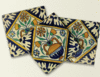 Three of a Set of Triple Marigold Polychrome Delft Tiles