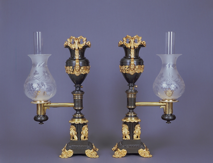 Pair of Argand Mantel Lamps