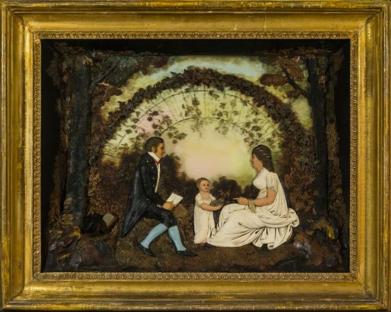 Group Portrait of a Father, Mother, and Child in a Park