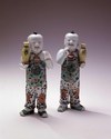 Pair of Famille Verte Porcelain Boys, Kangxi (1662 - 1722)