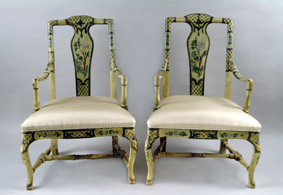 Chair, Pair of Large Florentine, painted armchairs