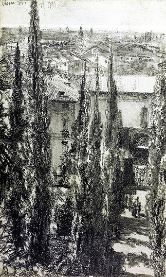 Adolf Von Menzel, <i> Landscape in Verona</i>