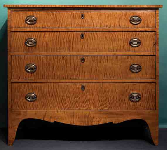 Federal Tiger Maple Low Chest