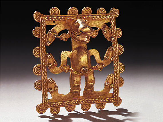 Large Diquis Gold Supernatural Figural Pendant