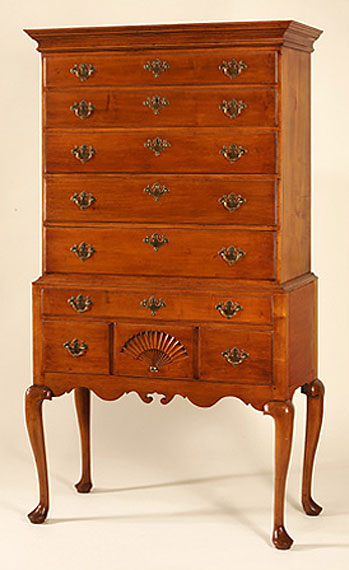 Queen Anne Maple Flat-Top Highboy