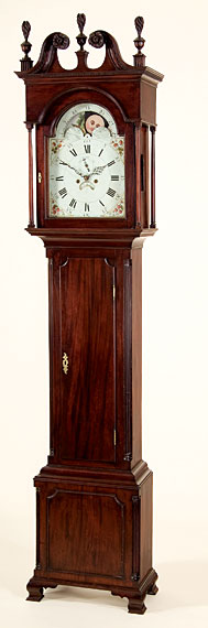 Chippendale Carved Mahogany Tall Case Clock