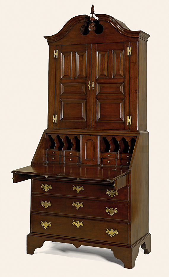Rare Queen Anne Maple Bonnet-Top Secretarial Desk