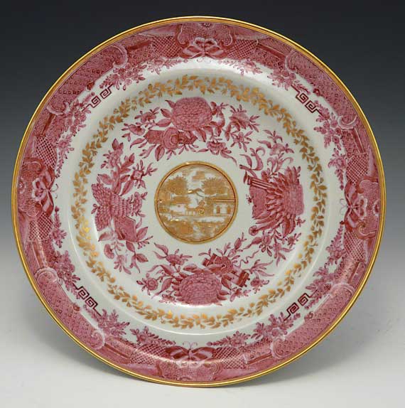 Rare and Fine Rose Fitzhugh Plate with Gilt Central Reserve