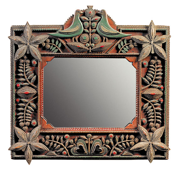 An Extraordinary Painted and Carved Mirror