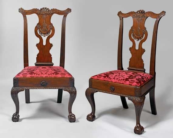 An Important Pair of Philadelphia Early Rococo Mahogany Side Chairs
