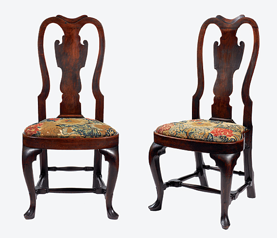 The Girl Scout Loan Exhibition Important Pair of Philadelphia Queen Anne Walnut Side Chairs