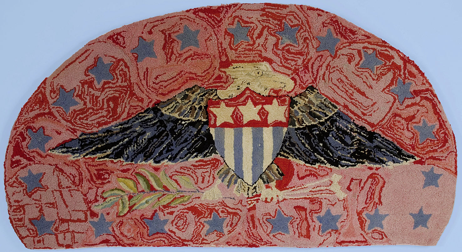 Hearth format Eagle hooked rug