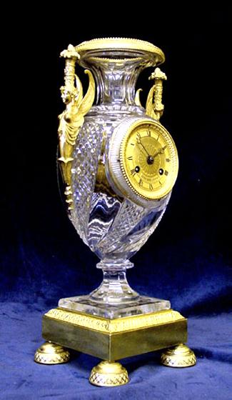 A Crystal & ormolu urn clock