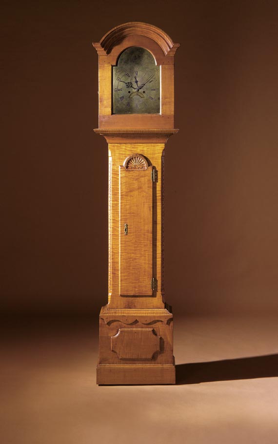 Queen Anne Figured Maple Tall Case Clock