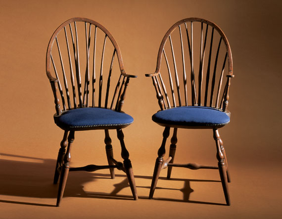 Matched Pair of Brace-Back Windsor Armchairs