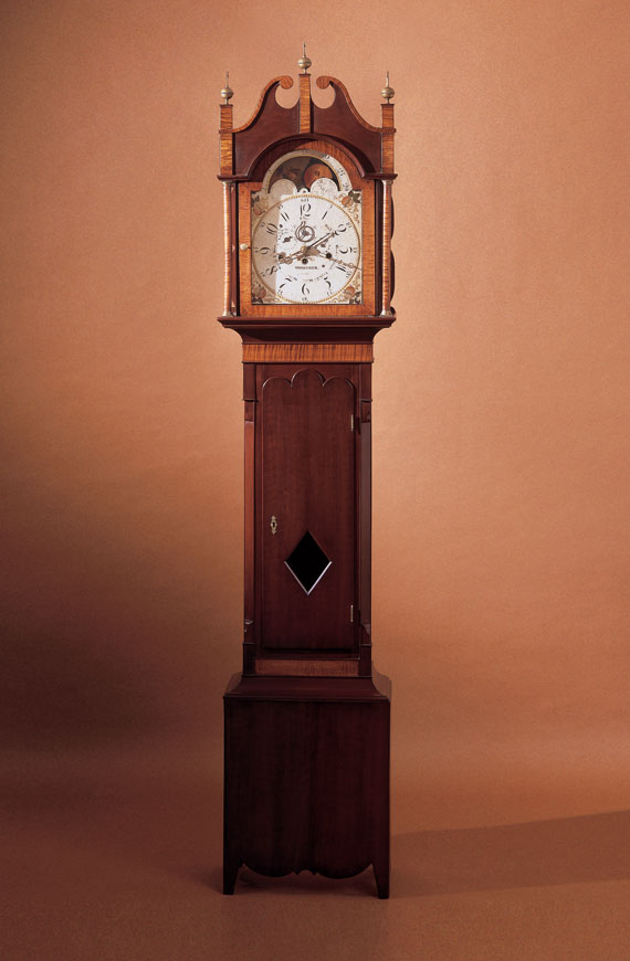 Federal Cherry and Figured Maple Tall Clock