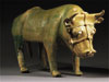 Rare Green-Glazed Pottery Figure of a Bull