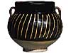 White-Ribbed Black-Glazed Jar