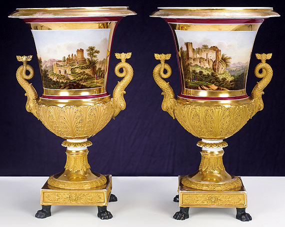 Pair of Old Paris Porcelain Urns