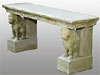 Carved Marble Lion Bench