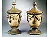 PAIR ANTIQUE GLAZED TERRA COTTA URNS
