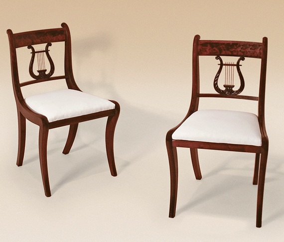 Pair of Mahogany Lyre Back Side Chairs