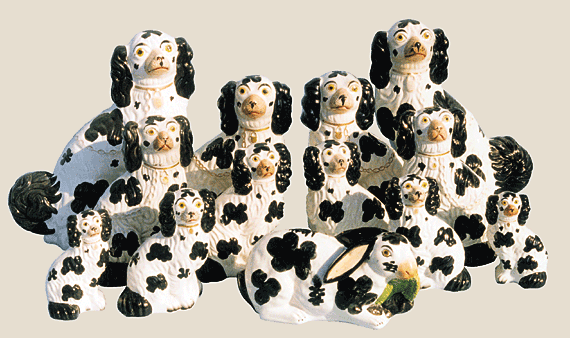 Complete Set of Twelve Staffordshire Spaniels