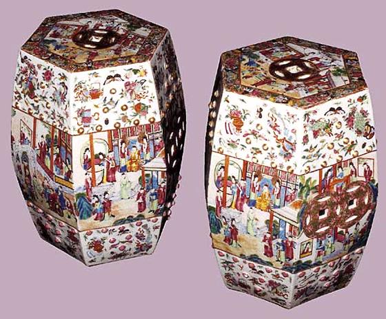 Pair of Chinese Mandarin Palette Garden Seats