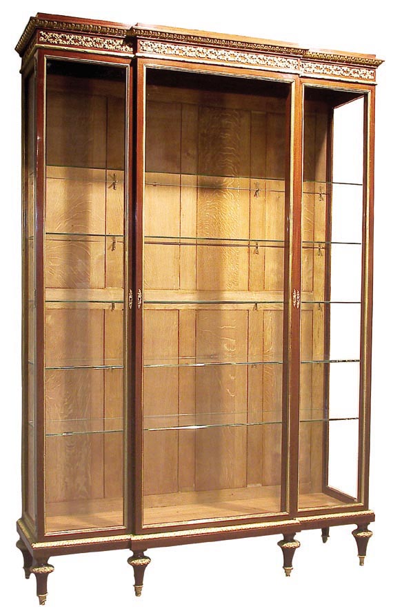 Gilt-Bronzed Mounted Cuban Mahogany Vitrine Cabine