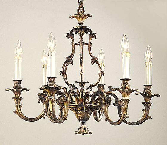 Six Arm Gilt Bronze Chandelier