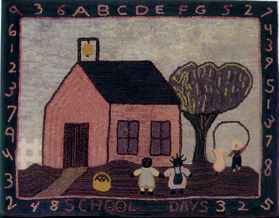 'School Days' Hooked Rug