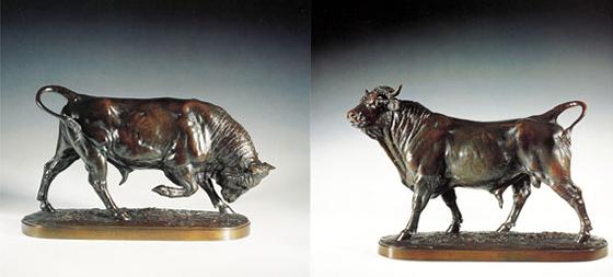 Isidore Bonheur Bronze Figures of Standing Bulls
