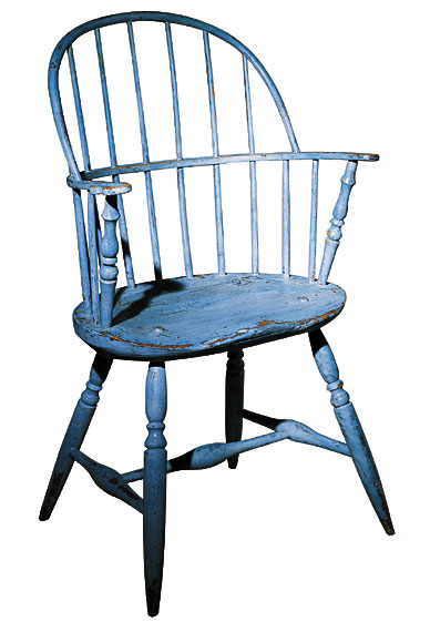 Blue Painted Sack-Back Windsor Chair