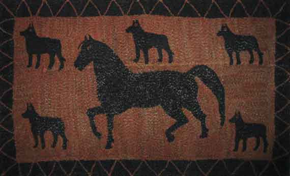 Mounted Hooked Rug