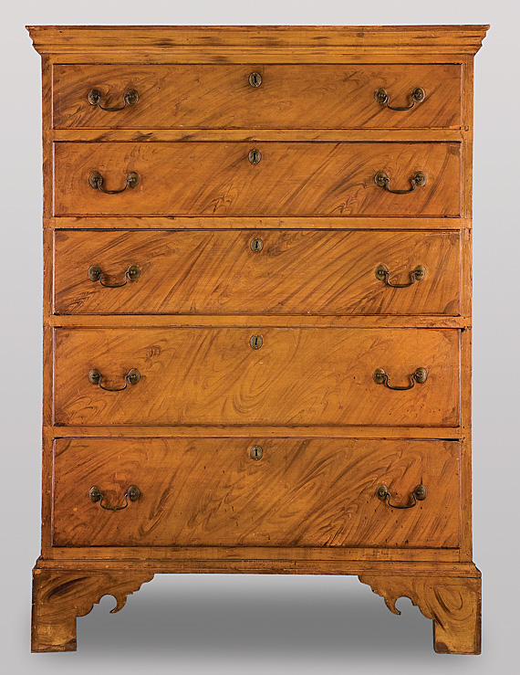 Outstanding Chippendale Grain-Painted Tall Chest