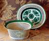 A Fine and Rare Reticulated Basket and Under Tray in Green Fitzhugh