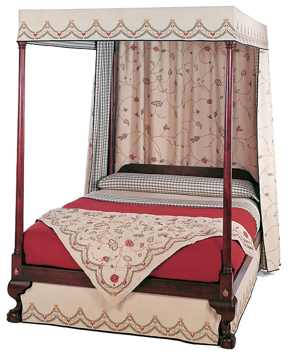 Partially Dressed Philadelphia Ball-and-Claw Foot Mahogany Bed