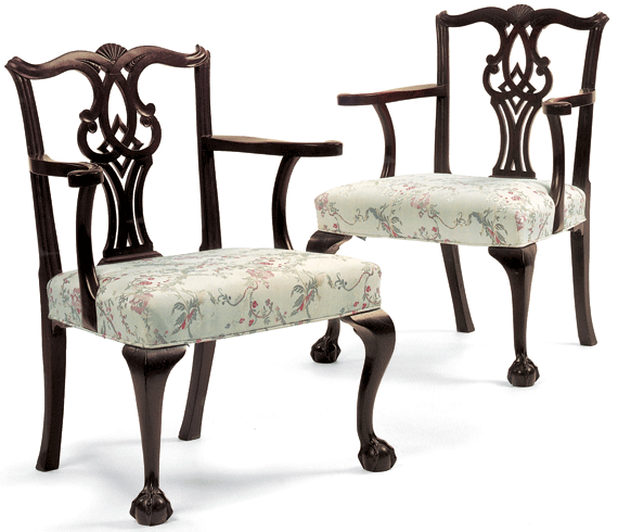 Pair of Chippendale San Domingan Mahogany Armchairs