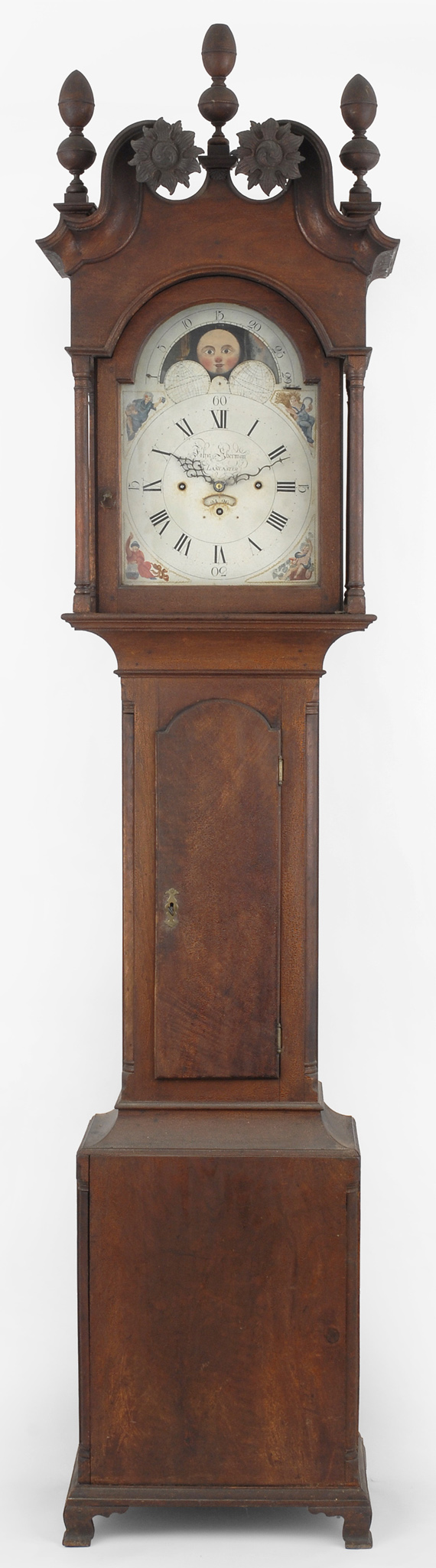 A Magnificent Chippendale walnut musical tall case clock by John Eberman Jr. Lancaster, Pennsylvania, circa 1790