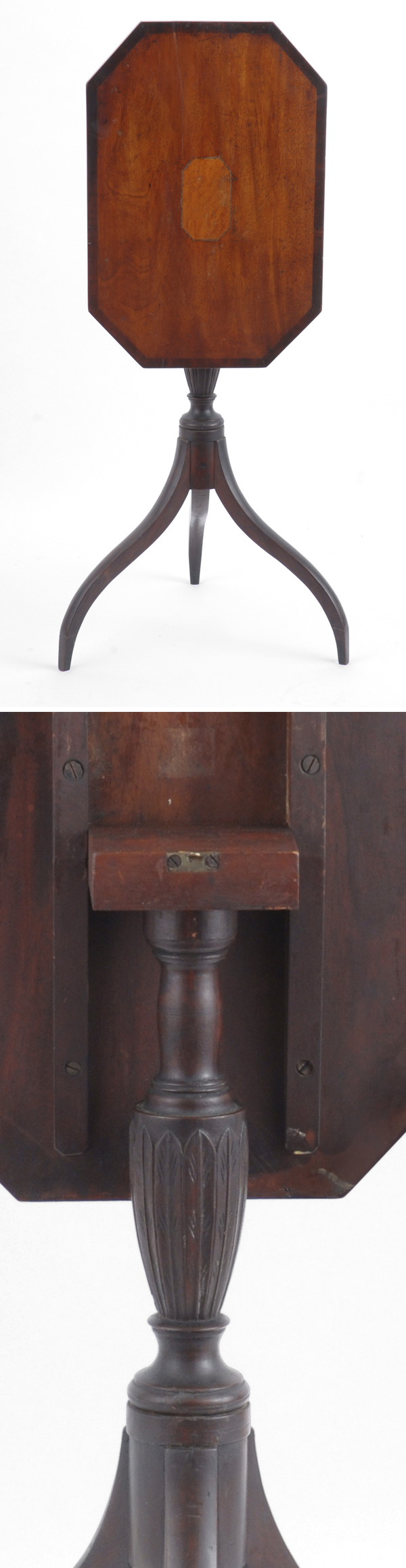 A Fine Federal Mahogany Octagonal Tilt-top Candle Stand, probably Salem, Massachusetts, circa 1790.